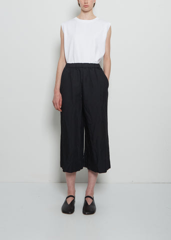 Twil Tech Drawstring Wide Pant — Black