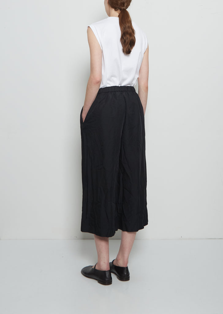 Twil Tech Drawstring Wide Pant — Black