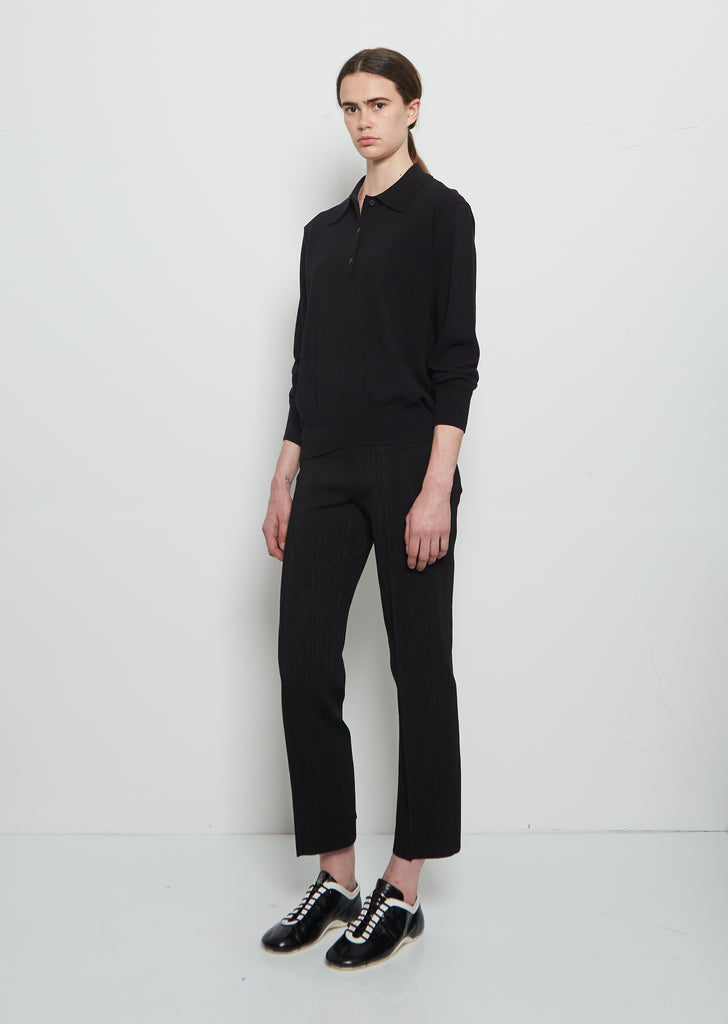 Sid Wool Cotton Knit Polo — Black