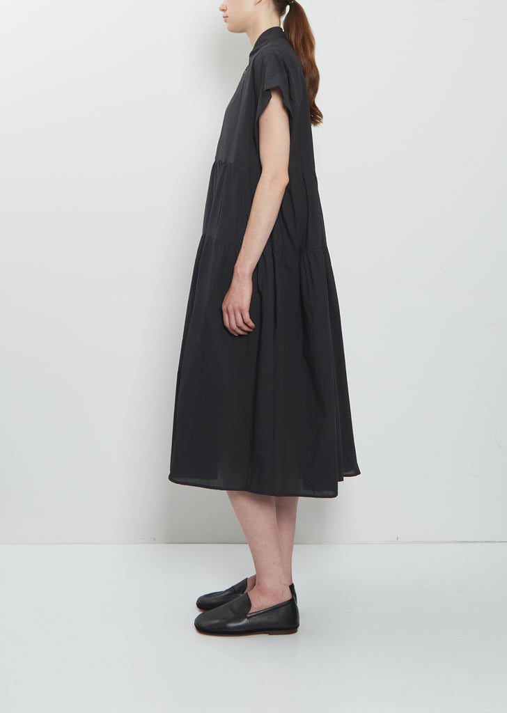 Band Sleeve Tiered Shirt Dress