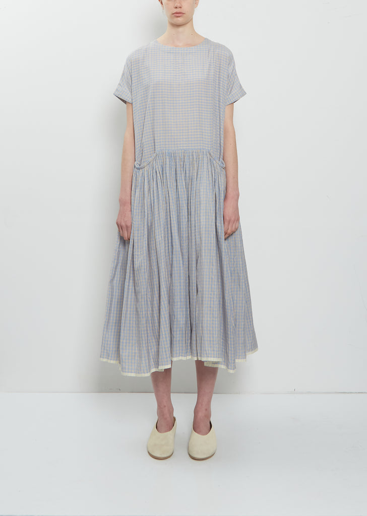 Front Pocket Gather Half Sleeve Dress