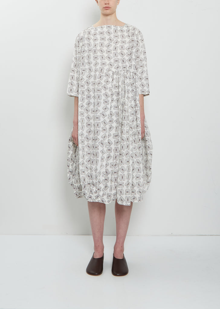 All Spice Cotton Dress —  White and Black Emblem Print