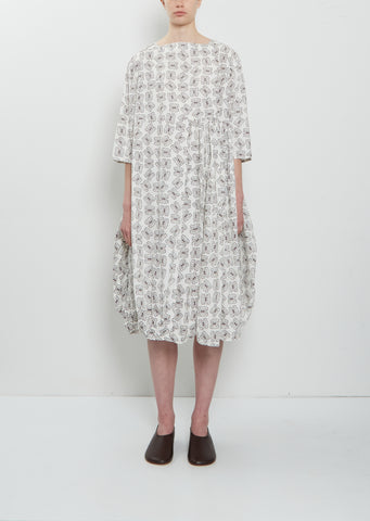 All Spice Cotton Dress —  White and Black Emblem Print