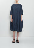 All Spice Cotton Dress — Navy Thin Check