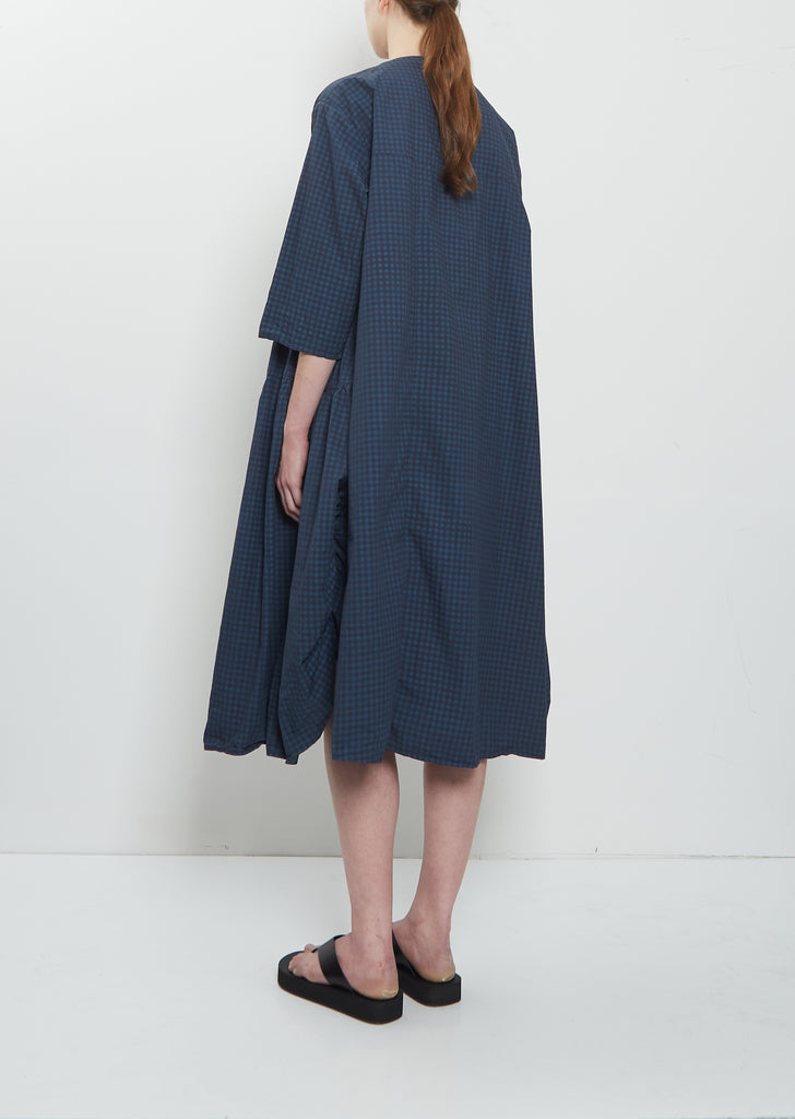 All Spice Cotton Dress — Navy Thin Check