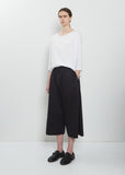 Stretch Light Canvas Cropped Trousers —  Black
