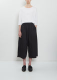 Stretch Light Canvas Cropped Trousers —  Black
