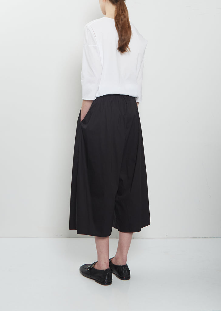 Stretch Light Canvas Cropped Trousers —  Black
