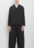 Stretch Canvas Loose Blazer Jacket — Black