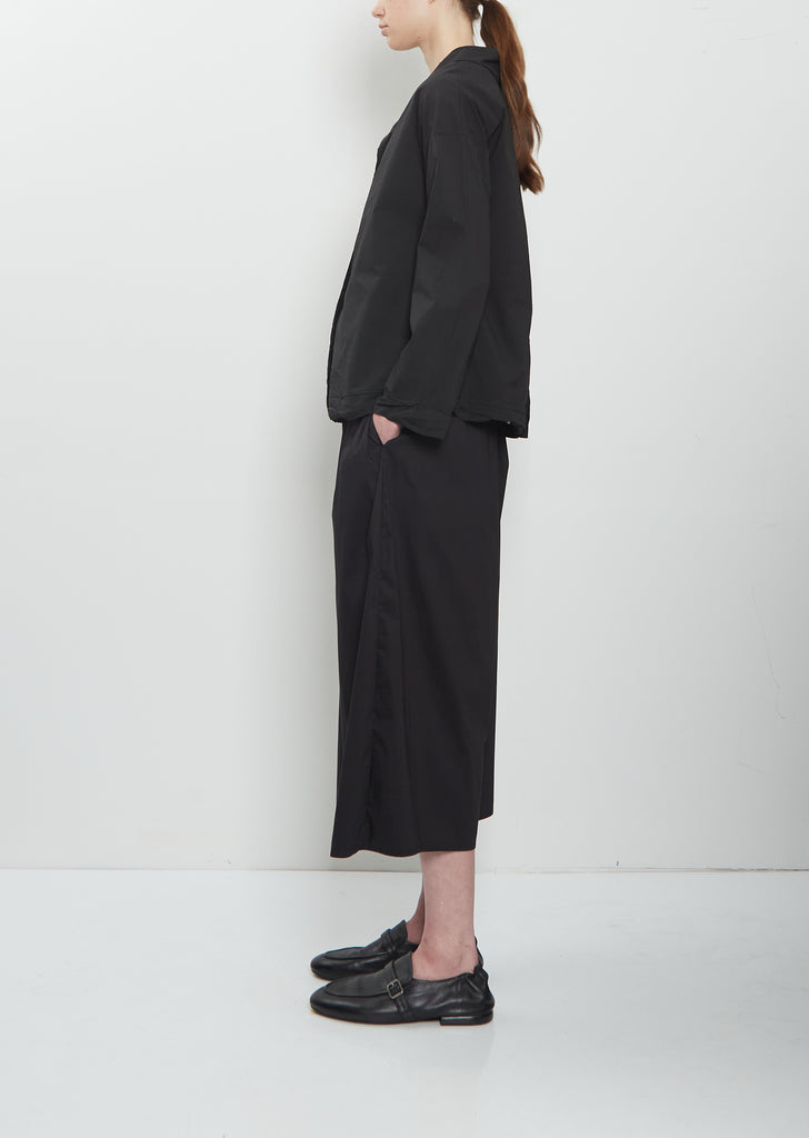 Stretch Canvas Loose Blazer Jacket — Black