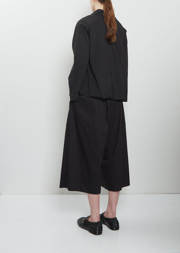 Stretch Canvas Loose Blazer Jacket — Black