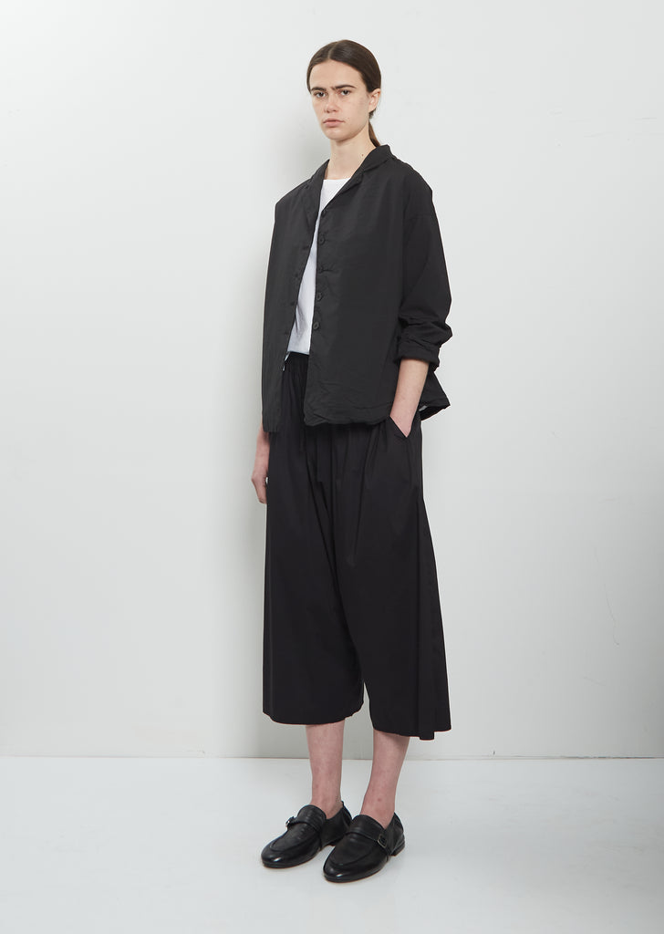 Stretch Canvas Loose Blazer Jacket — Black