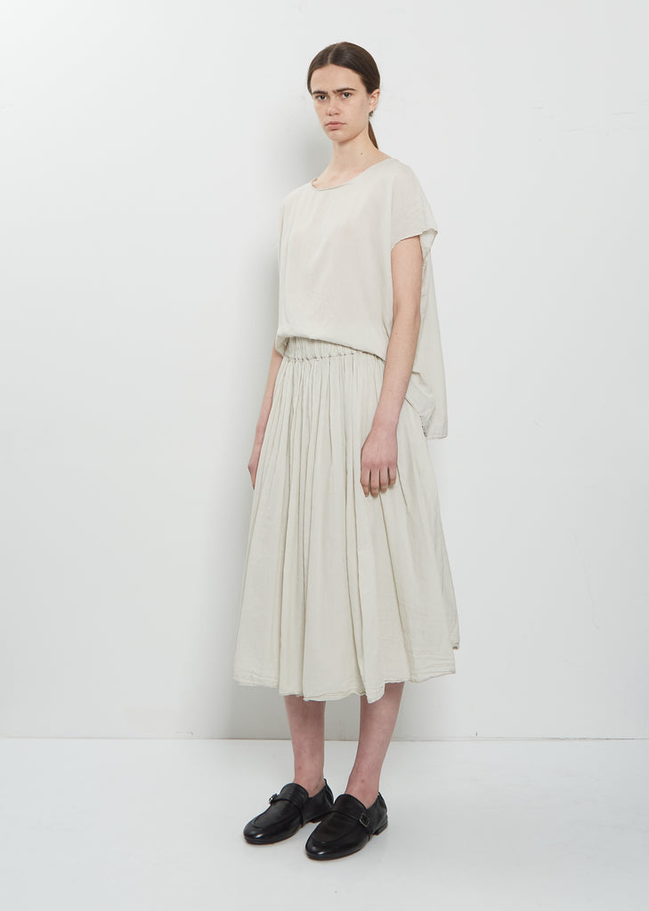 Light Cotton Gathered Double Layer Skirt — Pebble