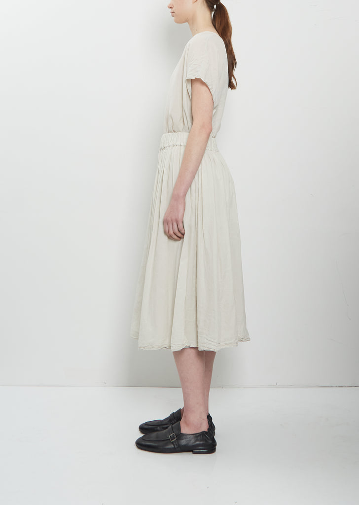 Light Cotton Gathered Double Layer Skirt — Pebble