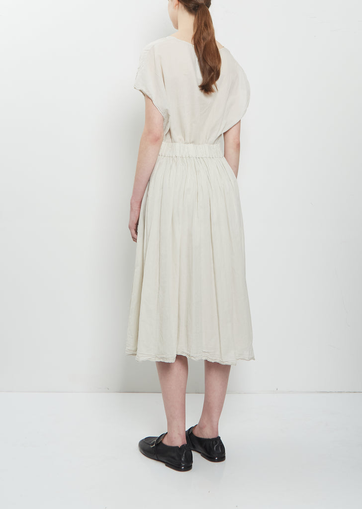 Light Cotton Gathered Double Layer Skirt — Pebble