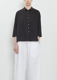 Stretch Light Canvas Short Collar Shirt — Black