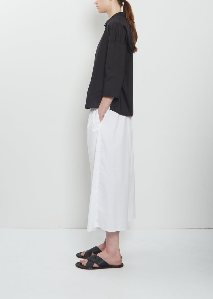 Stretch Light Canvas Short Collar Shirt — Black