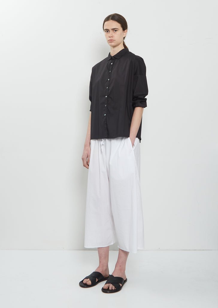 Stretch Light Canvas Short Collar Shirt — Black