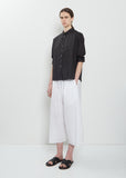 Stretch Light Canvas Short Collar Shirt — Black