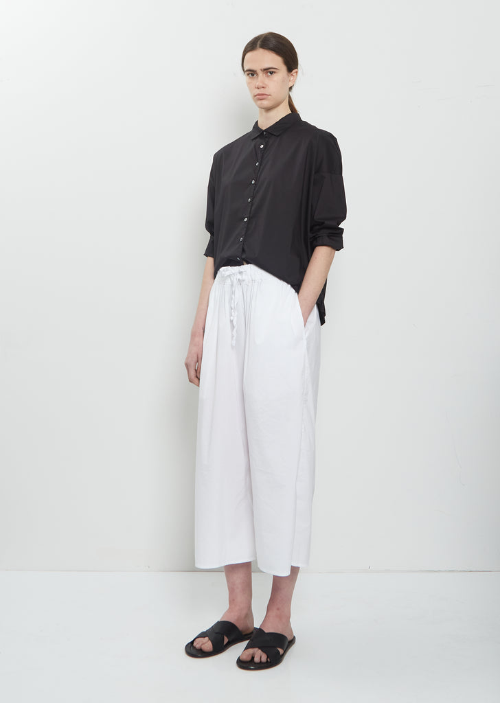 Stretch Light Canvas Cropped Trousers — White