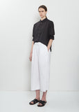 Stretch Light Canvas Cropped Trousers — White