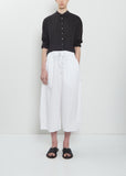 Stretch Light Canvas Cropped Trousers — White
