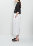 Stretch Light Canvas Cropped Trousers — White
