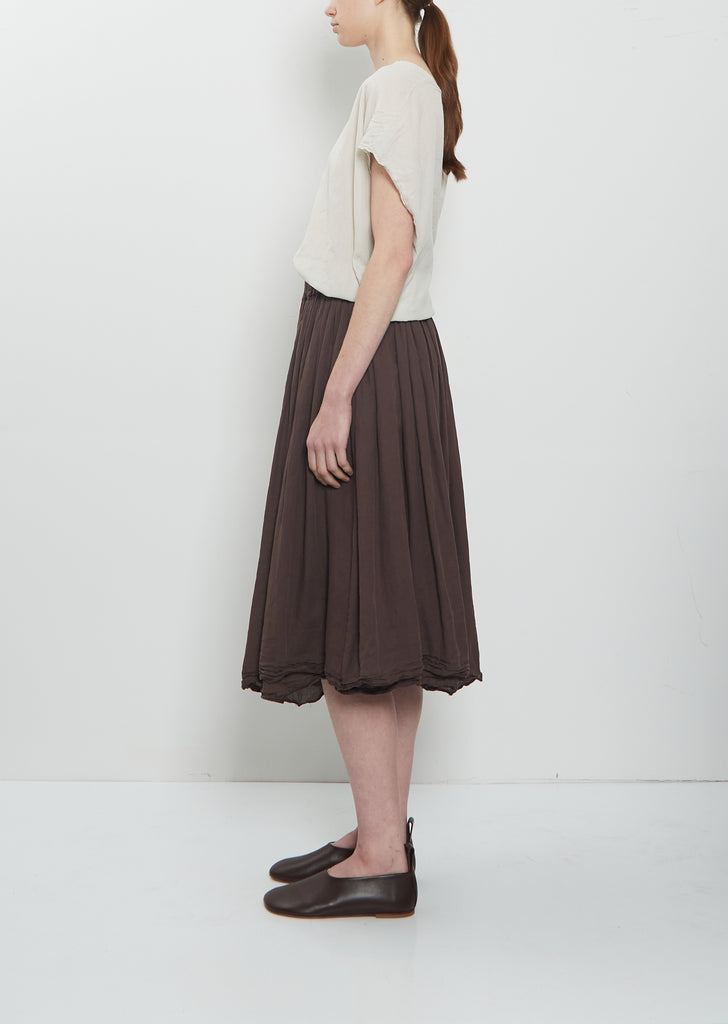 Light Cotton Gathered Double Layer Skirt — Grape