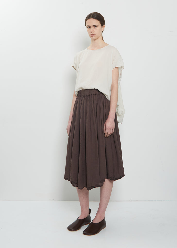 Light Cotton Gathered Double Layer Skirt — Grape