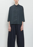 Stretch Light Canvas Short Collar Shirt — Thyme