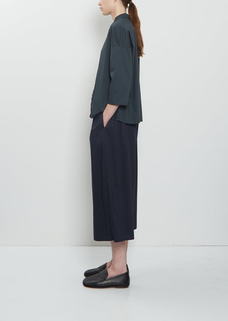 Stretch Light Canvas Short Collar Shirt — Thyme