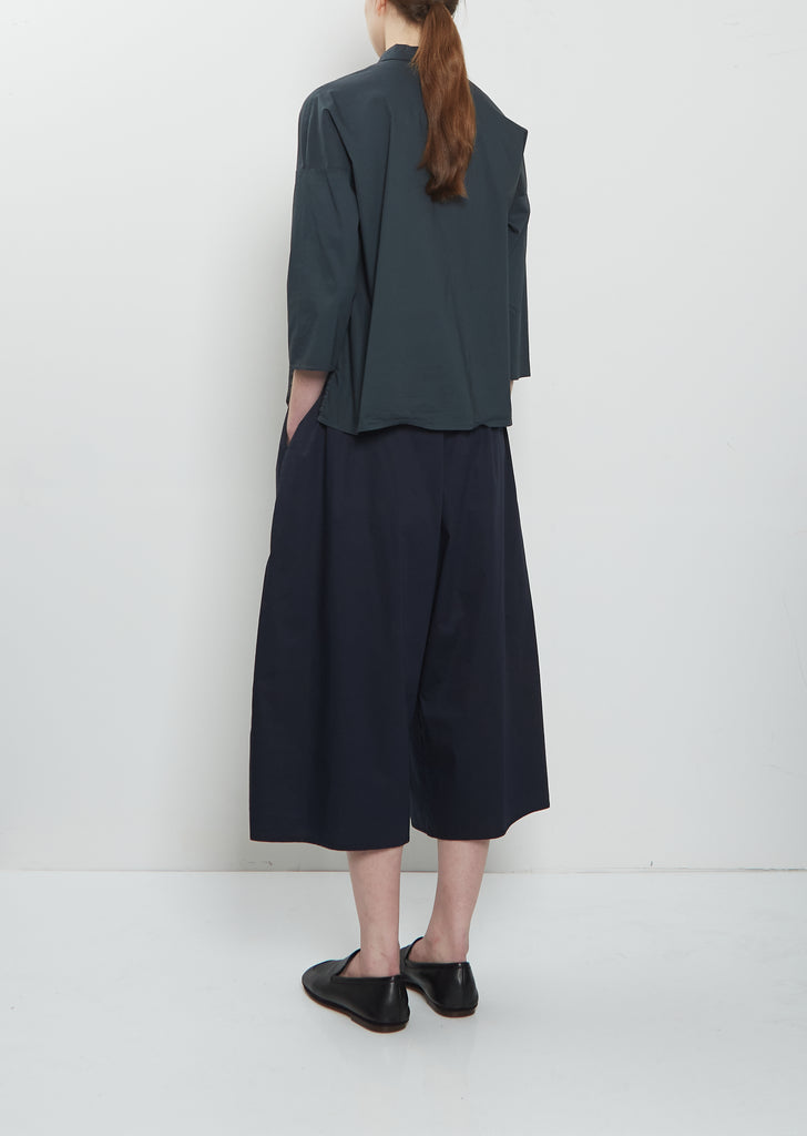 Stretch Light Canvas Short Collar Shirt — Thyme