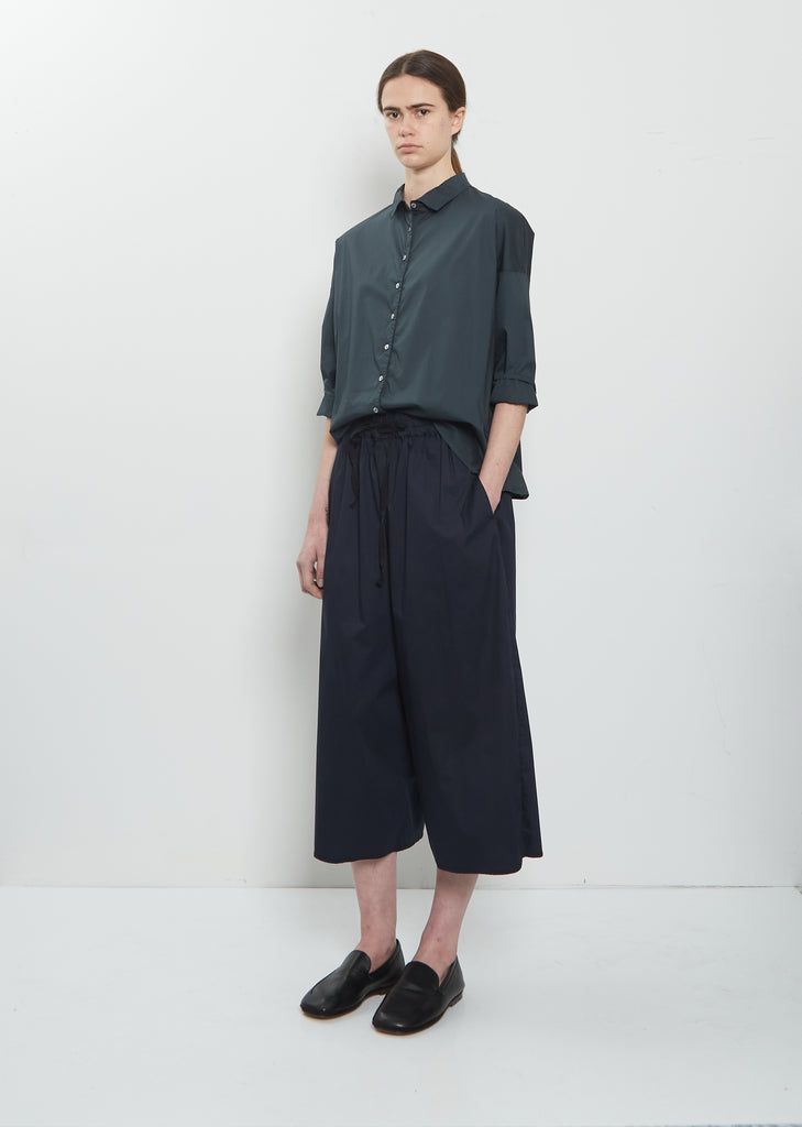 Stretch Light Canvas Short Collar Shirt — Thyme