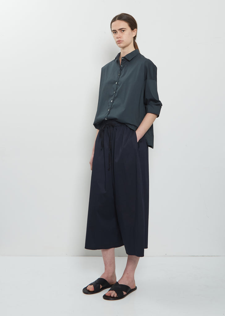 Stretch Light Canvas Cropped Trousers — Navy