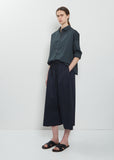 Stretch Light Canvas Cropped Trousers — Navy