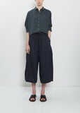 Stretch Light Canvas Cropped Trousers — Navy