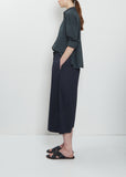 Stretch Light Canvas Cropped Trousers — Navy