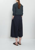 Stretch Light Canvas Cropped Trousers — Navy