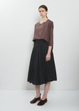 Light Cotton Gathered Double Layer Skirt — Black