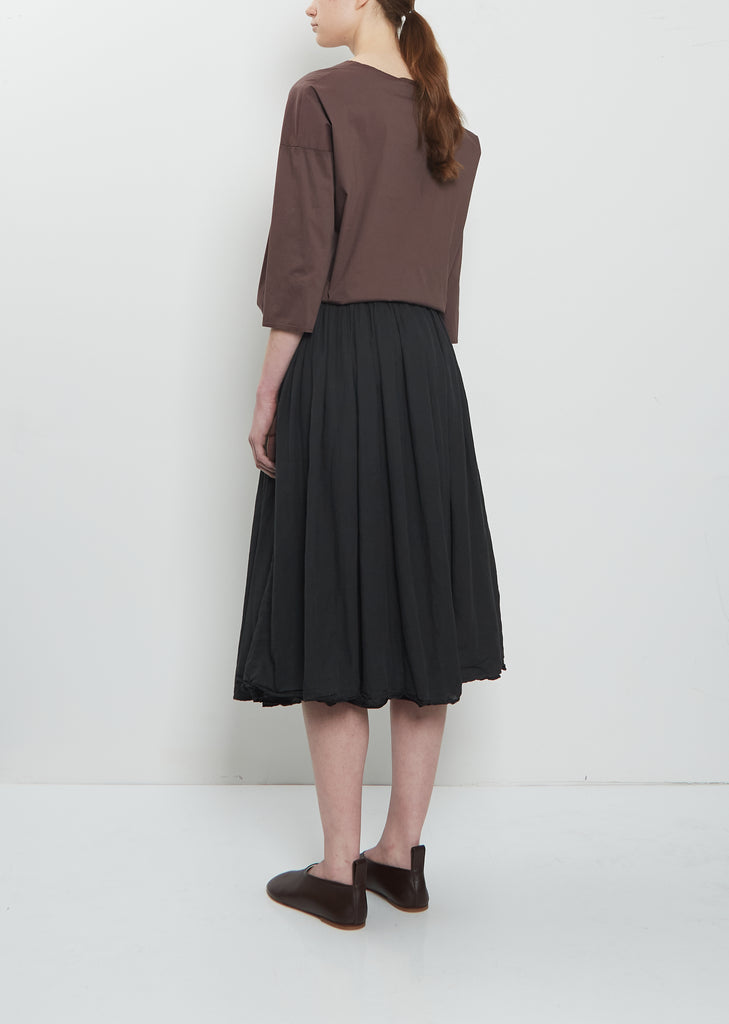 Light Cotton Gathered Double Layer Skirt — Black