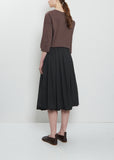 Light Cotton Gathered Double Layer Skirt — Black