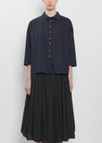 Stretch Light Canvas Short Collar Shirt — Navy