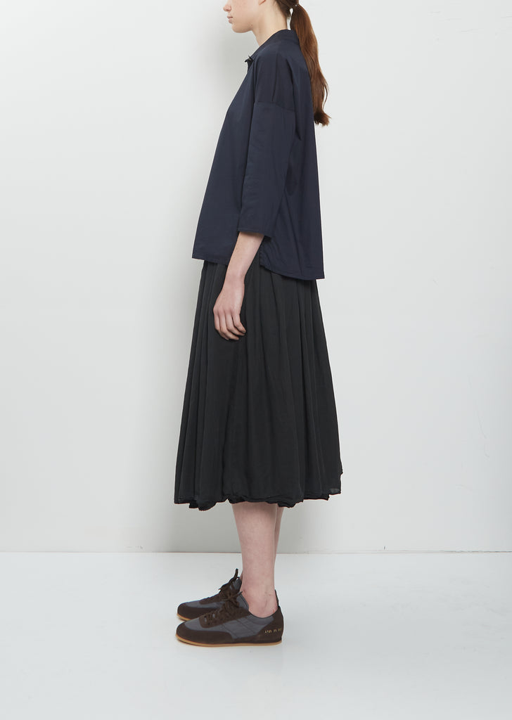 Stretch Light Canvas Short Collar Shirt — Navy