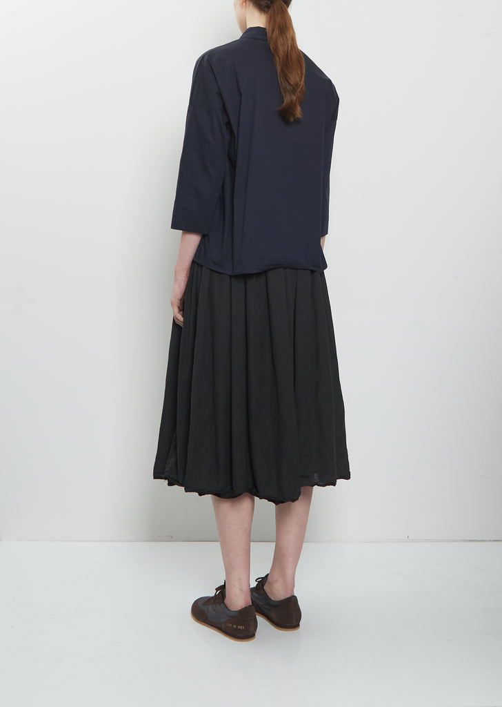 Stretch Light Canvas Short Collar Shirt — Navy