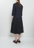 Stretch Light Canvas Short Collar Shirt — Navy
