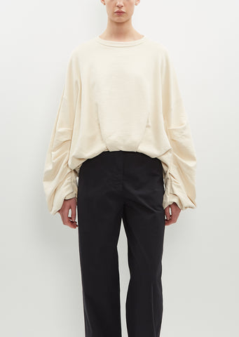Hannett Draped Cotton Sweatshirt — Ivory