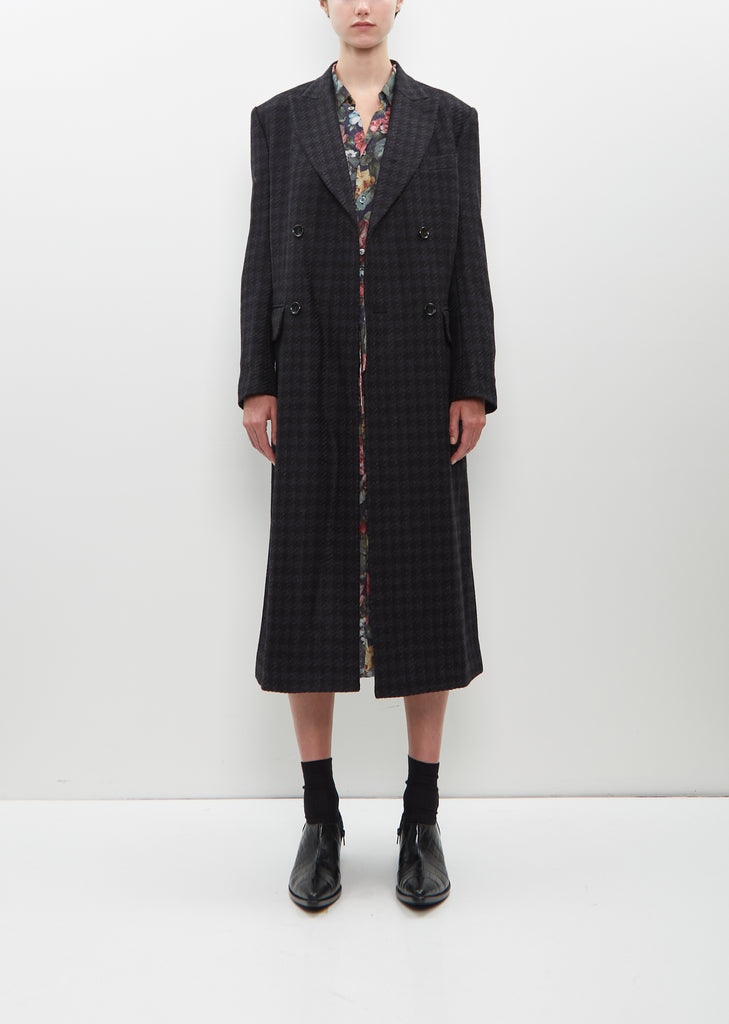 Long Wool Houndstooth Coat