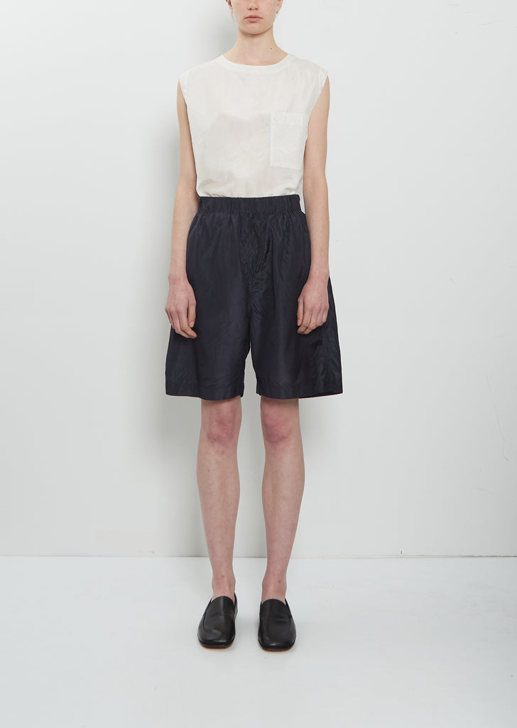 Silk Taffeta Boxer Shorts — Navy