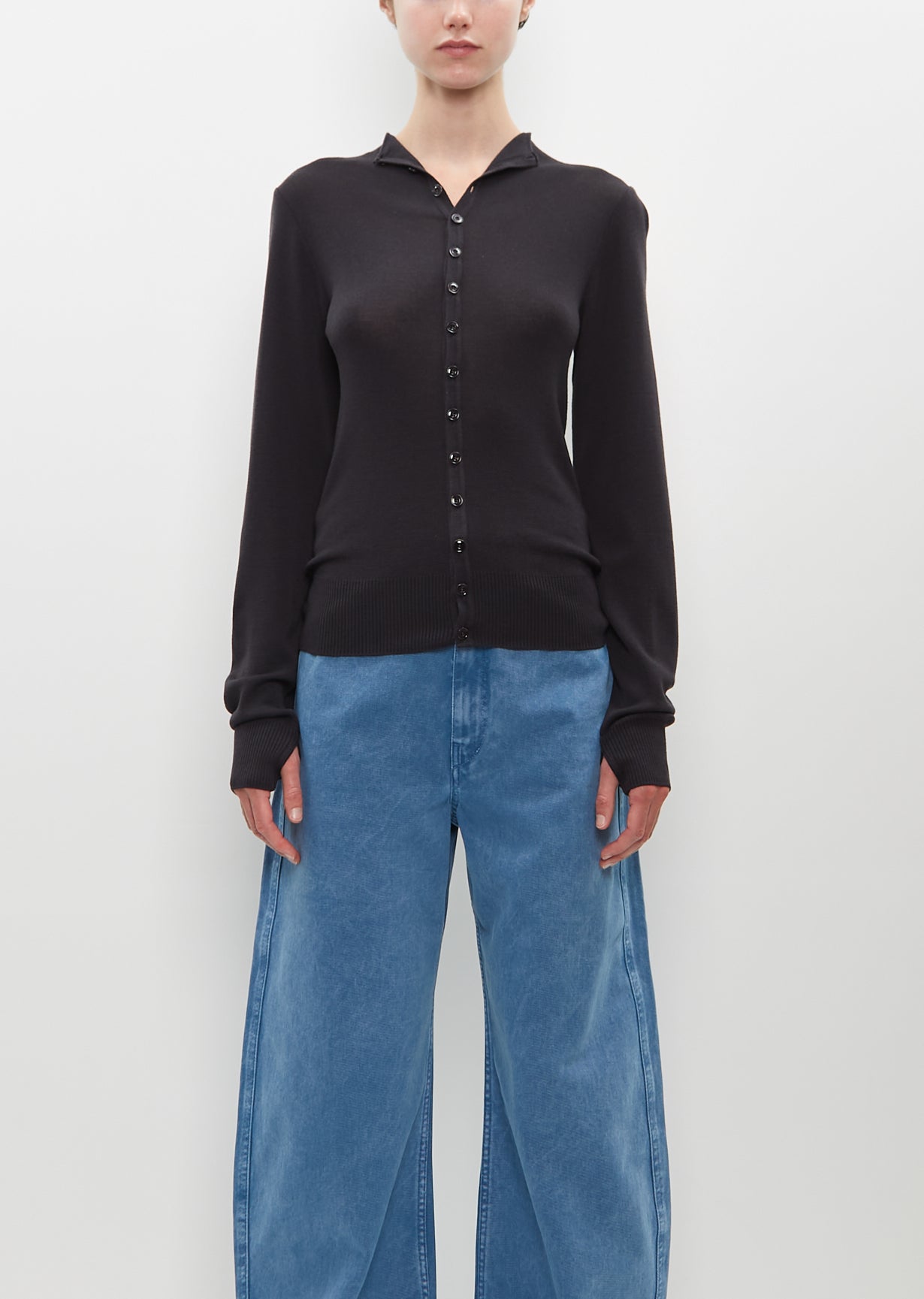 Fitted Seamless Cardigan — Granite Black – La Garçonne