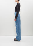 High Waisted Curved Pants — Denim Snow Blue